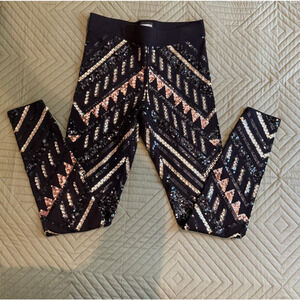 Express Black Sequin Embellished Leggings Party Sparkle Statement